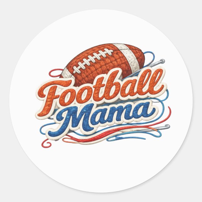 Retro Football Mama  Classic Round Sticker (Front)