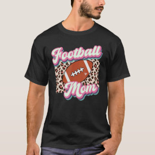 Retro Football Mom Leopard Mama American Football T-Shirt