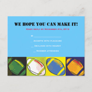 Retro FOOTBALL Themed Bar Bat Mitzvah Reply card