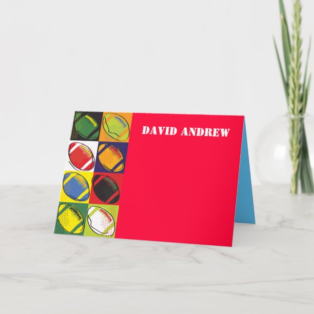 Retro FOOTBALL Themed Thank You Card (Front)