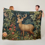 Retro Forest Deer William Morris Inspired Pattern Fleece Blanket<br><div class="desc">Our forest deer fleece blanket goes beyond providing warmth; it creates a sense of connection with nature and the beauty of art. The graceful deer, surrounded by botanical leaves and art nouveau-style florals, brings a touch of enchantment to any room. It is a thoughtful gift for nature enthusiasts, art lovers,...</div>