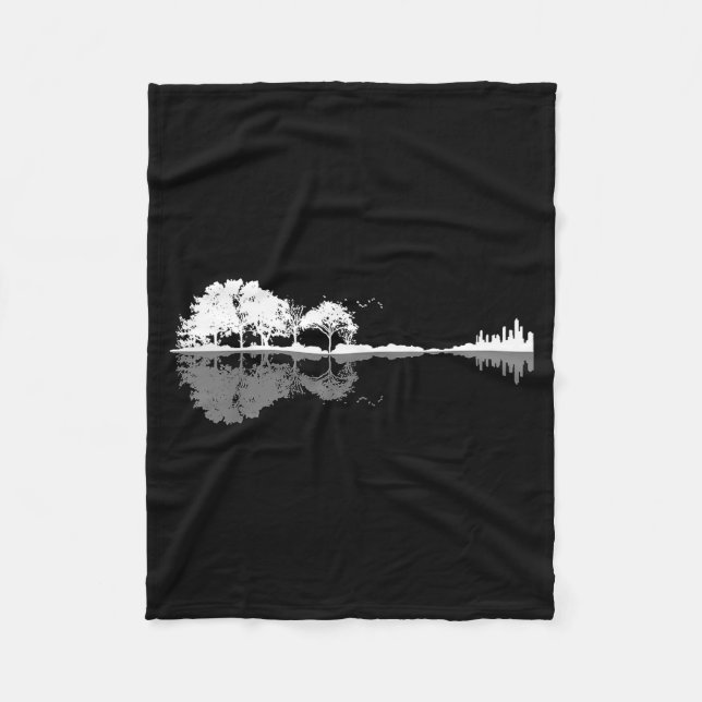 Retro Forest Funny Nature Guitar Clic Music  Fleece Blanket (Front)