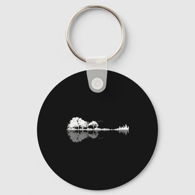 Retro Forest Funny Nature Guitar Clic Music  Key Ring (Front)
