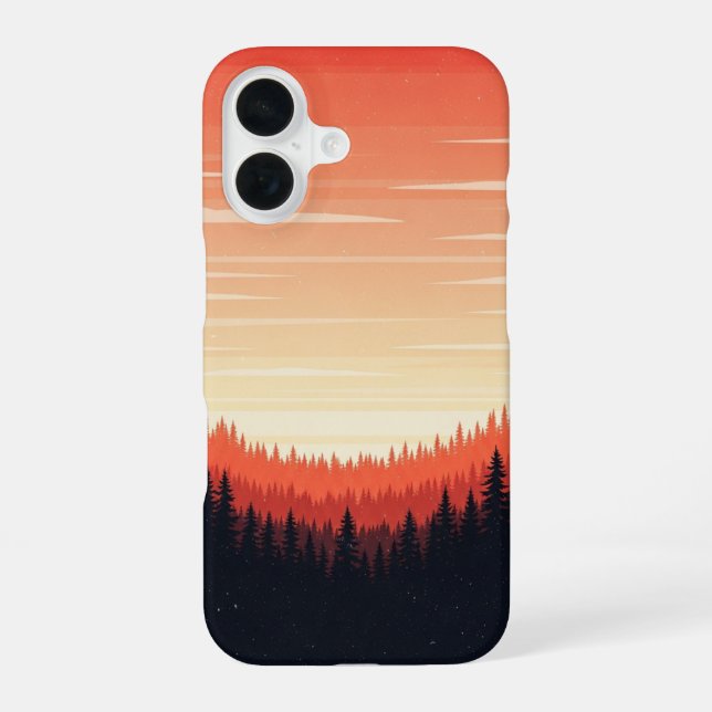 Retro Forest Glow iPhone 16 Case (Back)