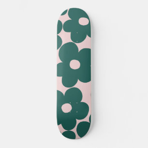 Retro Forest Green Blush Daisies #1 #decor #art  Skateboard