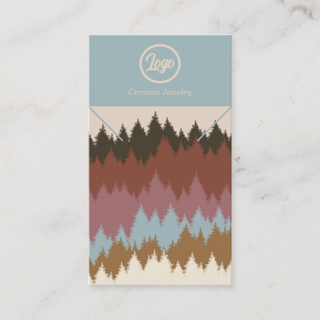Retro Forest Necklace Jewellery Logo Business Card (Front)