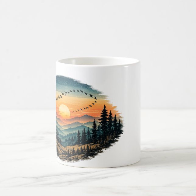 Retro Forest Sunset Mug | Vintage Nature Sunset  (Center)
