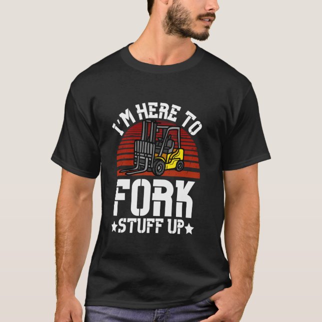 Retro Forklift Art For Men Women Certified Forklif T-Shirt (Front)
