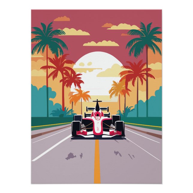 Retro Formula One Wall Art Poster (Front)