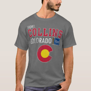 Retro Fort Collins Colorado Flag Vintage Fade T-Shirt