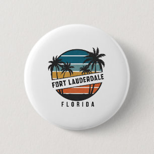 Retro Fort Lauderdale Beach Florida Surfboard Surf 6 Cm Round Badge