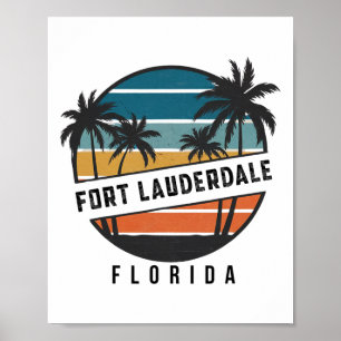 Retro Fort Lauderdale Beach Florida Surfboard Surf Poster