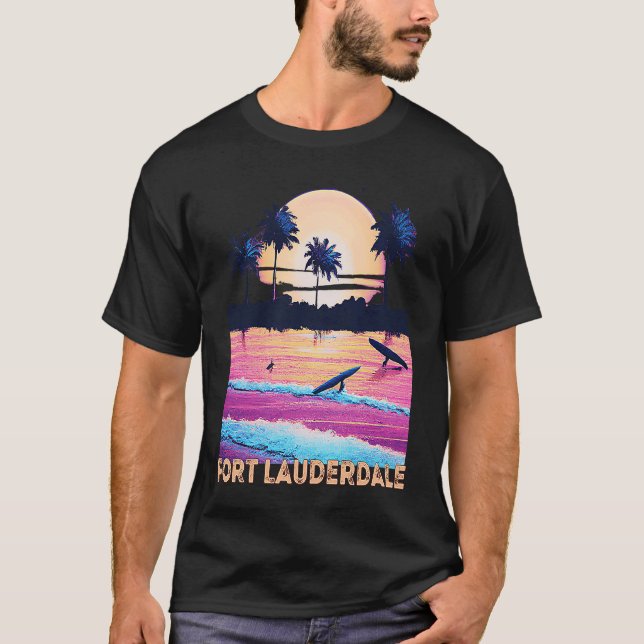 Retro Fort Lauderdale Florida Souvenir Surf T-Shirt (Front)