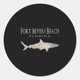 Retro Fort Myers Beach Fl Shark  Classic Round Sticker