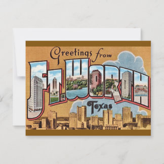 Retro Fort Worth TX Greeting Postcard