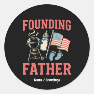  Retro Founding Father Pregnancy Announcement 4th Classic Round Sticker