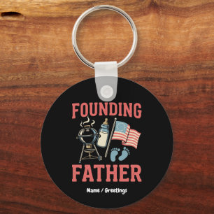Retro Founding Father Pregnancy Announcement 4th Key Ring