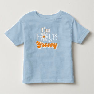 Retro Four Ever Groovy Boys 4th Birthday Toddler T-Shirt