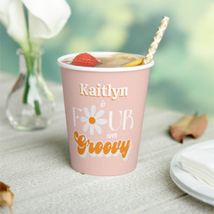Retro Four Ever Groovy Girls 4th Birthday Paper Cups