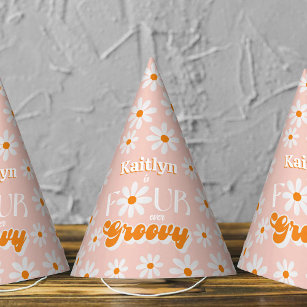 Retro Four Ever Groovy Girls 4th Birthday Party Hat
