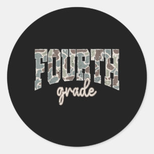 Retro Fourth Grade Back To School Boy Old Camo 4th Classic Round Sticker