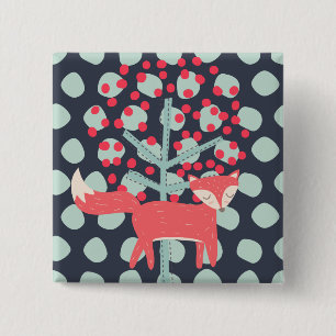 Retro Fox 15 Cm Square Badge