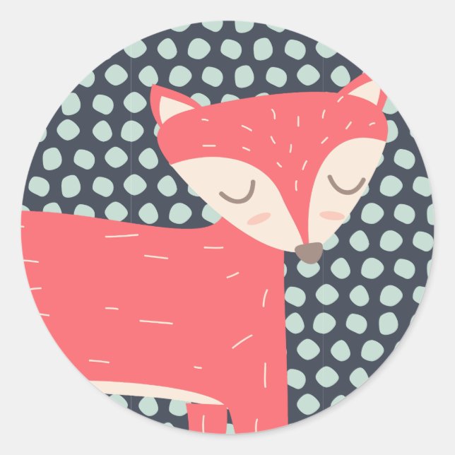 Retro Fox Classic Round Sticker (Front)