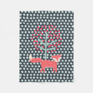 Retro Fox Fleece Blanket