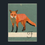 Retro Fox Monogram Postcard<br><div class="desc">Design by Nicole King ©2013</div>