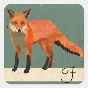 Retro Fox Monogram Sticker