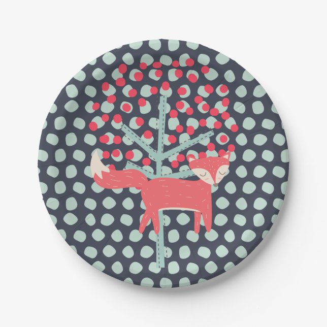 Retro Fox Paper Plate (Front)