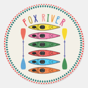 Retro Fox River Kayaking Classic Round Sticker