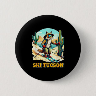 Retro Fox Skiing In Tucson Desert Adventure Ski Ar 6 Cm Round Badge