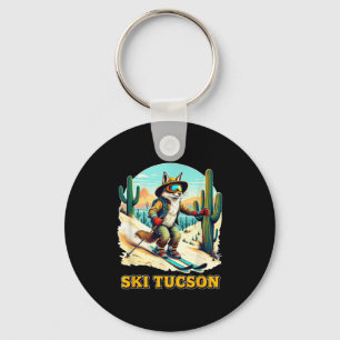 Retro Fox Skiing In Tucson Desert Adventure Ski Ar Key Ring