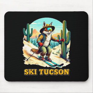 Retro Fox Skiing In Tucson Desert Adventure Ski Ar Mouse Mat