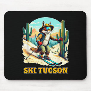 Retro Fox Skiing In Tucson Desert Adventure Ski Ar Mouse Mat