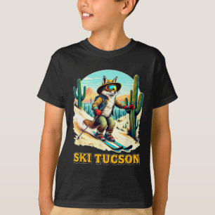 Retro Fox Skiing In Tucson Desert Adventure Ski Ar T-Shirt