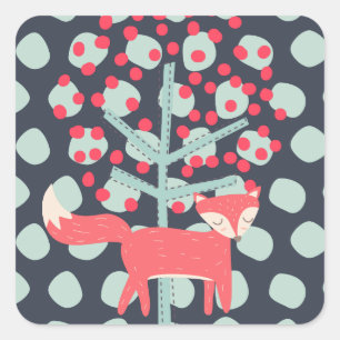 Retro Fox Square Sticker