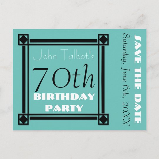 Retro Frame 70th Birthday Party Save The Date Announcement Postcard Zazzle Co Uk