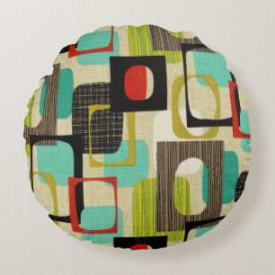 Retro Framed Tan Round Cushion