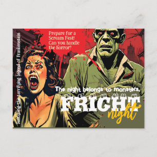 Retro Frankenstein Vintage Horror Halloween Party Holiday Postcard
