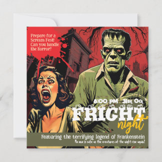 Retro Frankenstein Vintage Horror Halloween Party Invitation