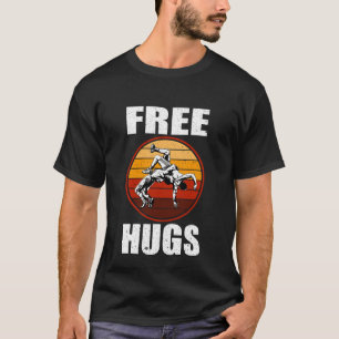 Retro Free Hugs Wrestling Judo Jiu Jitsu Funny T-Shirt