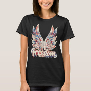 Retro Freedom American Flag Wings 4th Of July Four T-Shirt