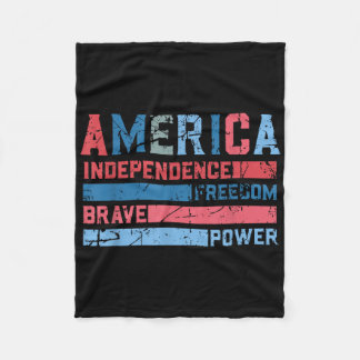 Retro Freedom Brave Independence Power 4th Of July Fleece Blanket