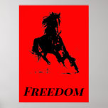 Retro Freedom Red Black Pop Art Running Horse Poster<br><div class="desc">Black Red Pop Art Running Horse Silhouette / Digital Animal / Horse Art - Horse Head Artwork</div>