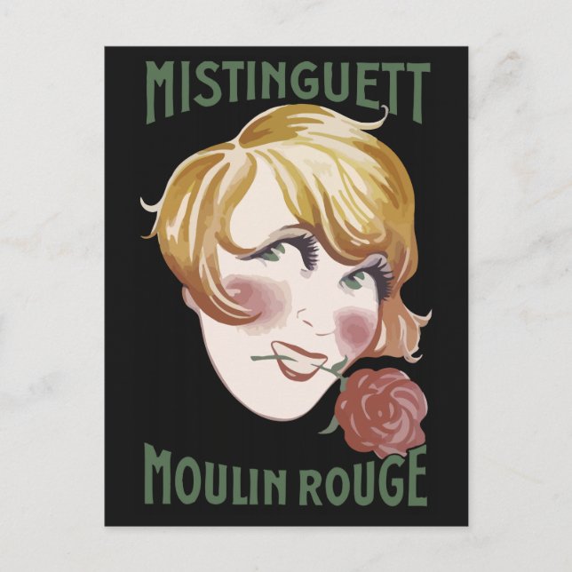 Retro French 1920s style Mistinguett Postcard (Front)