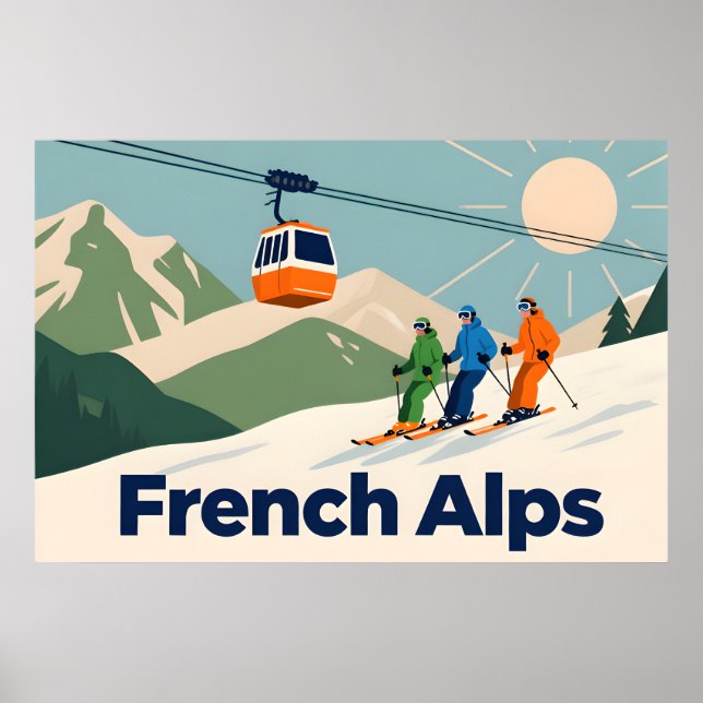 Retro French Alps Ski - Vintage 70s Poster (Front)