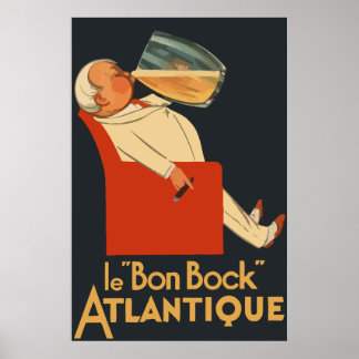 Retro French beer ad Le Bon Bock Poster