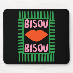 Retro French Bisous Paris Vacation Summer Vibes Mouse Mat